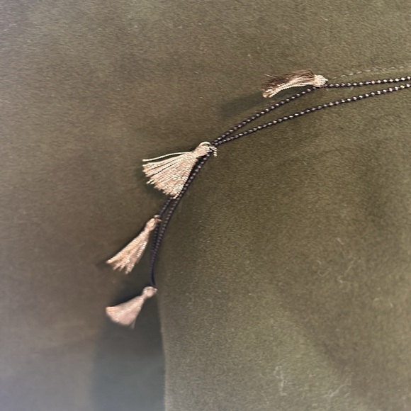 Vince Camuto Wool Floppy Sun Hat Forest Green Tassel Chain Country Boho O/S Nwt - Picture 4 of 7